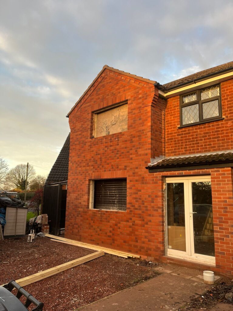 Double storey extension under construction in Stockingford, Nuneaton