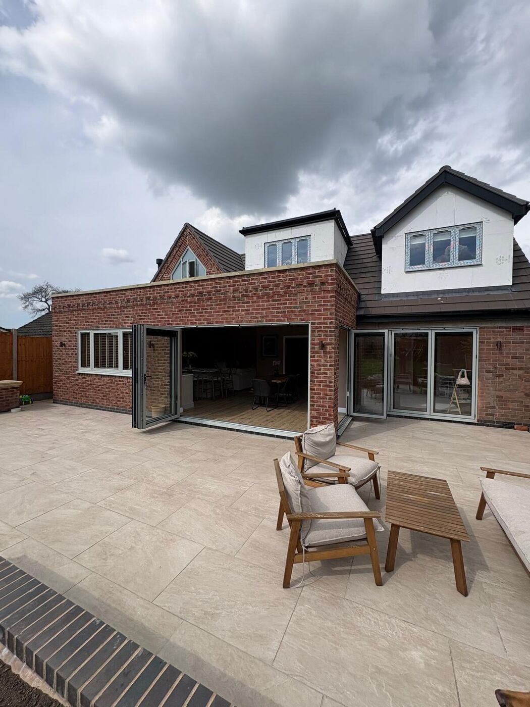 The Wolvey property rear after &mdash; extension, bifolds and re-landscaped garden