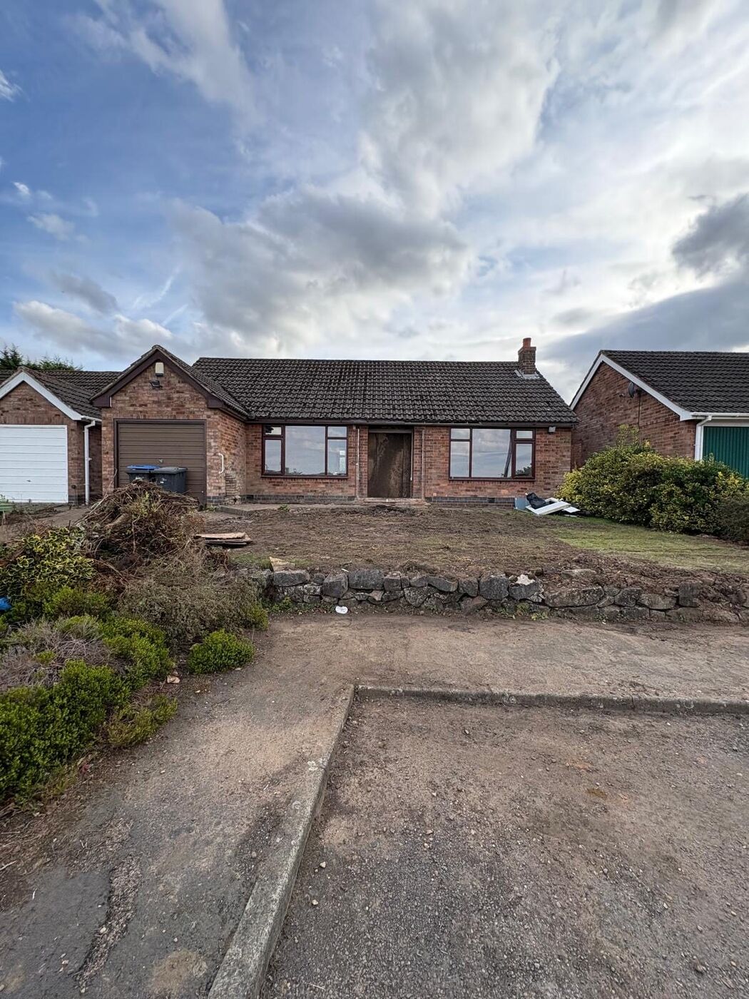 The Wolvey property before &mdash; original 2-bed bungalow front elevation