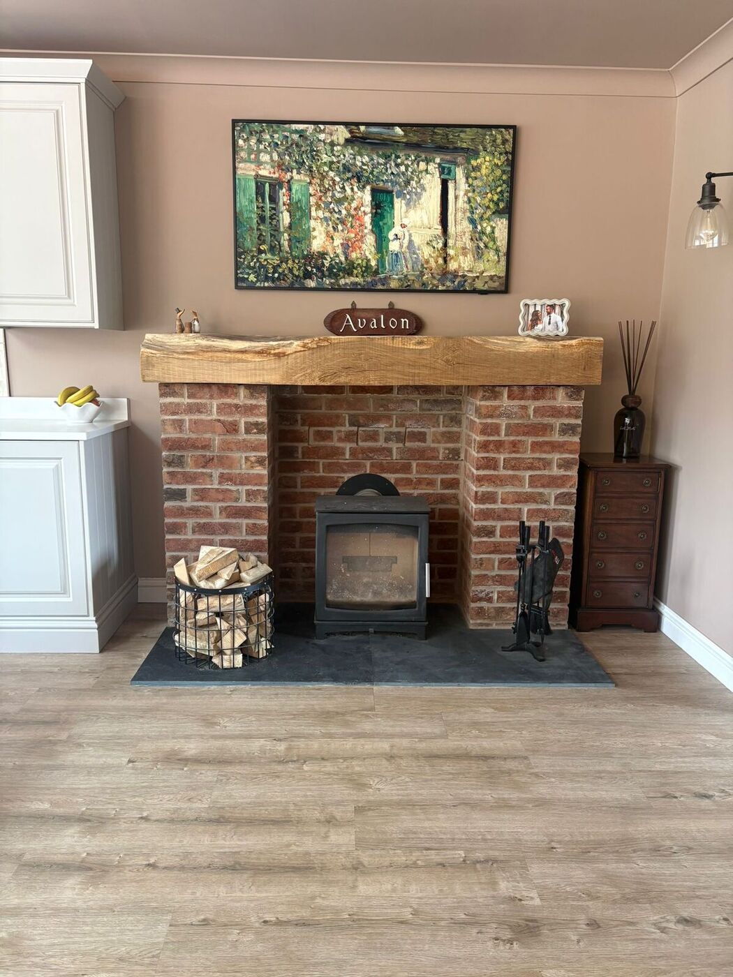 Log burner feature in the formal living room