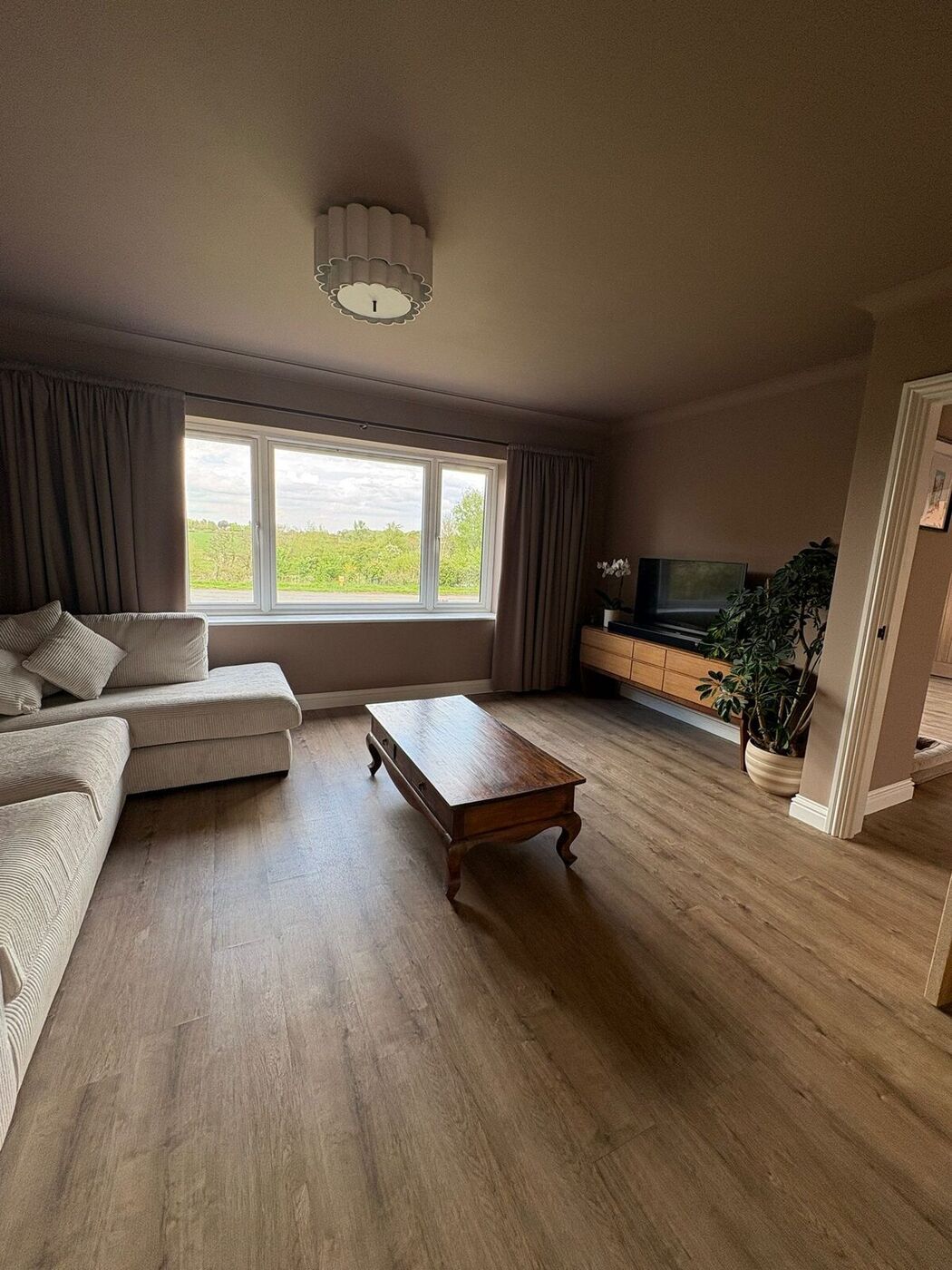 Formal living room with log burner feature