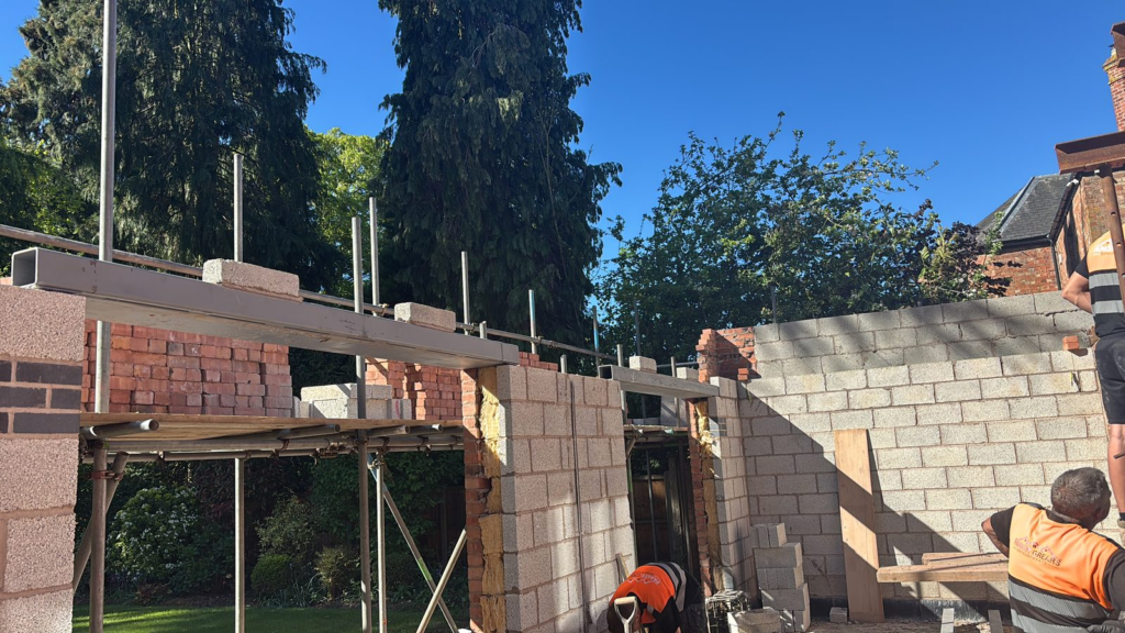 Structural steels installed on a double storey extension in Leicestershire by Parker Grears Developments